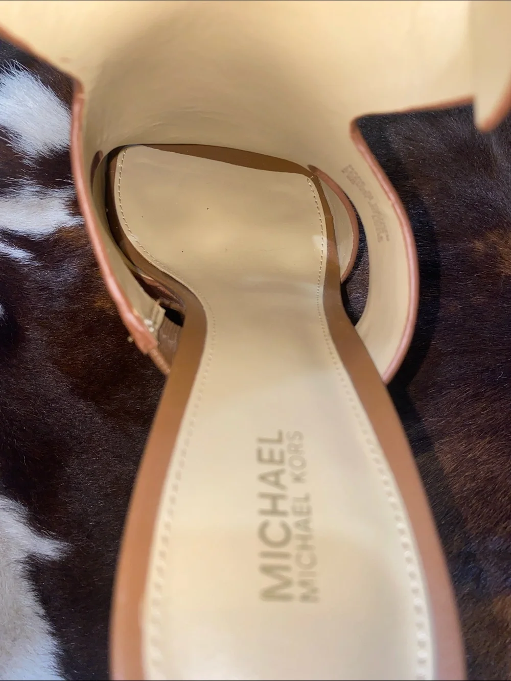 Michael Kors Tan Brown Leather Platform Sandals with Gold Buckle